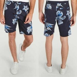NN07 No Nationality Seb Shorts Mens 36 Blue Floral Beach Drawstring Pockets B61